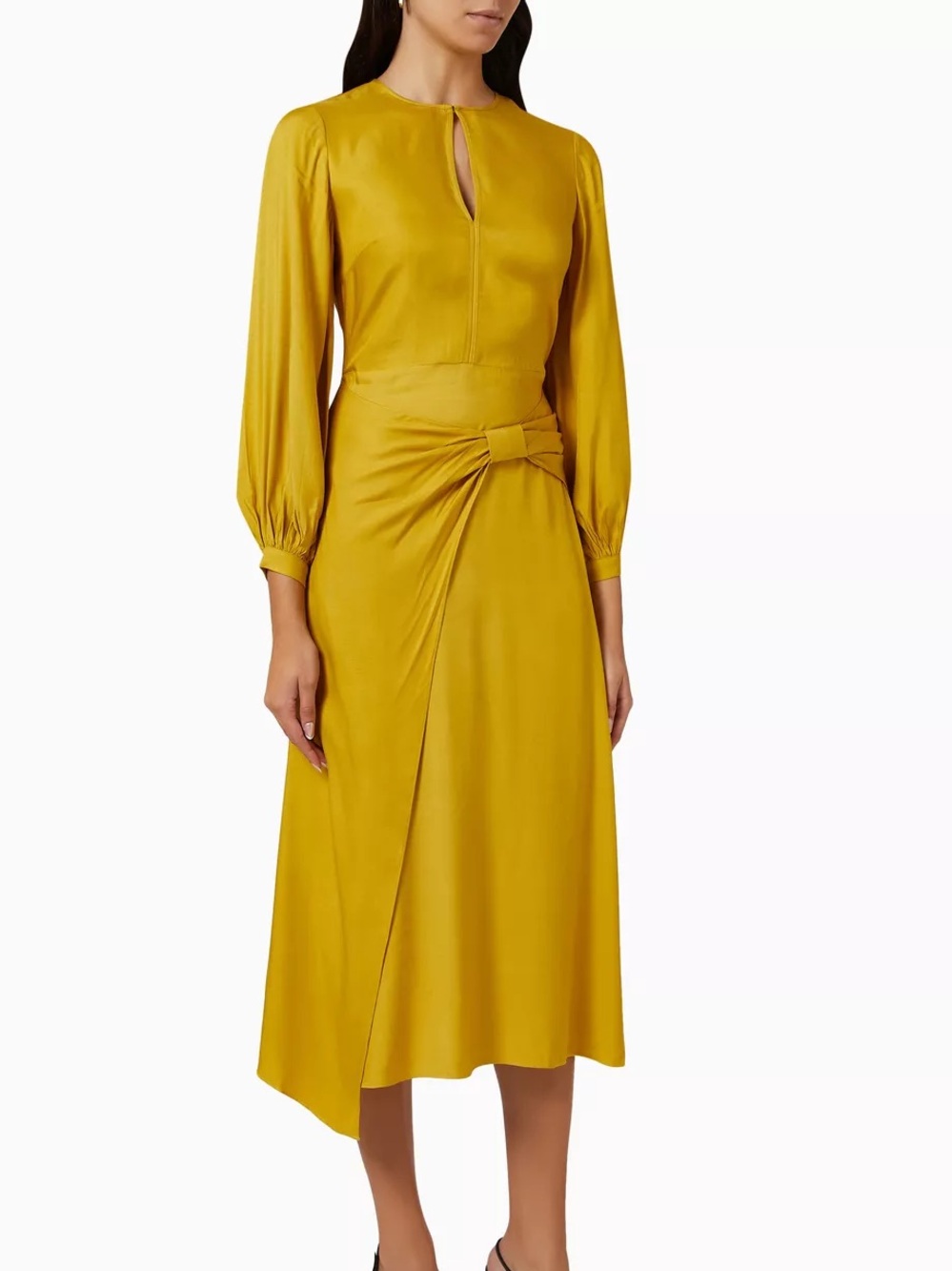 Ted Baker Sz 6 Stephany Sarong Yellow Long Sleeves Cocktail Dress